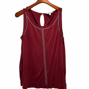 Charming Charlie Maroon Sleeveless Studded Tank Top – Size L (b4)